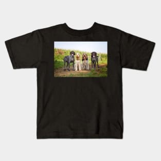 German Wirehaired Pointers and Italian Spinoni in a row Kids T-Shirt